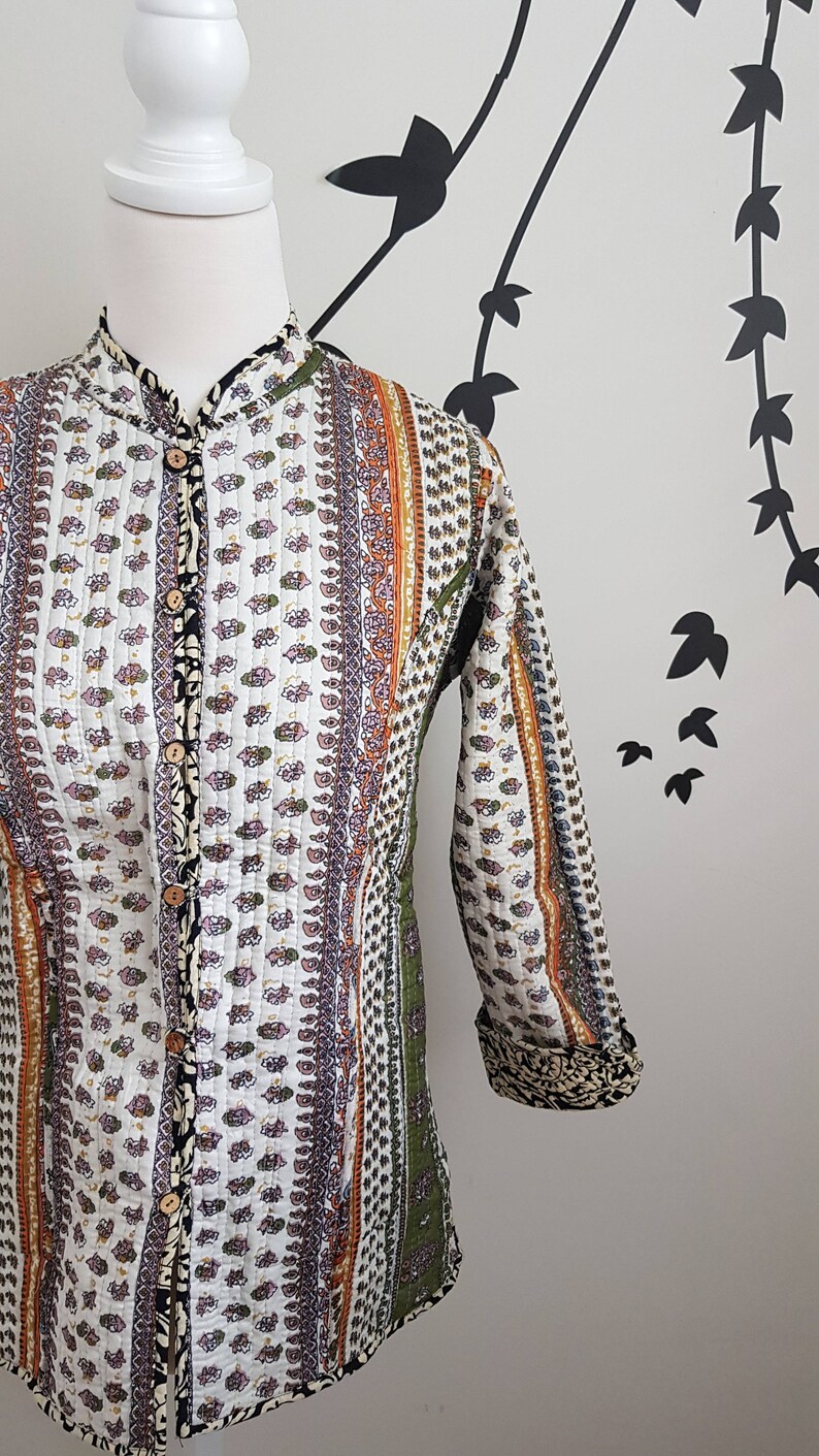 Black jacket M reversable jacket 40 Cotton Quilted Mandarin collar Jacket Soft Indian cotton