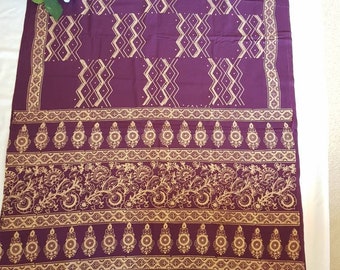 Purple Ajrakh Cotton Saree: Hand Block Printed Indian Sari
