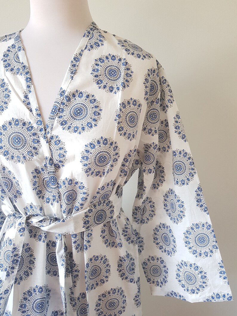 Kimono Robe Indian Organic Cotton Hand Block Print Robe Etsy Australia