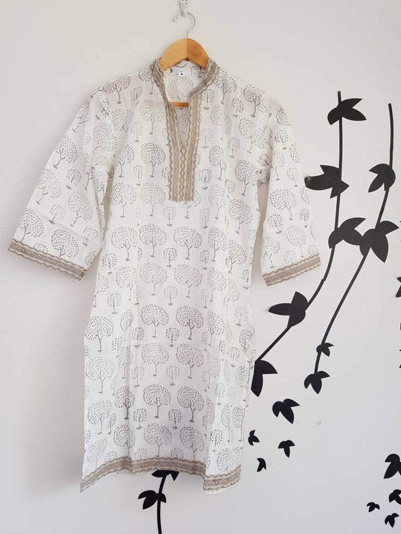 Indian Kurti Indian cotton voile eco-friendly cotton Size -36 Indian Jaipur Cotton Hand Block Print Kurta Tunic womens tunic