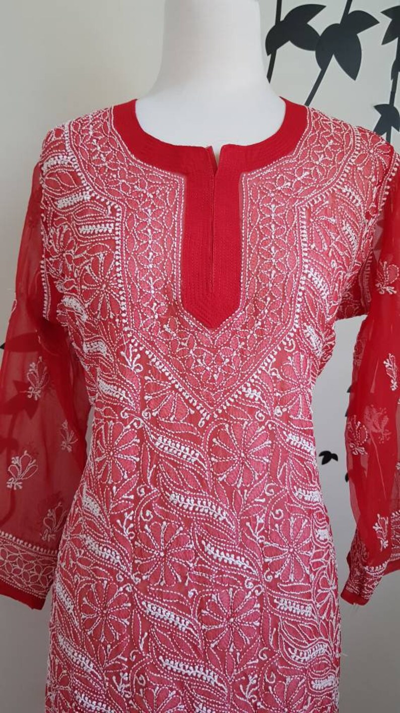 Chikankari Kurta tunic Kurta long tunic kurti Indian | Etsy