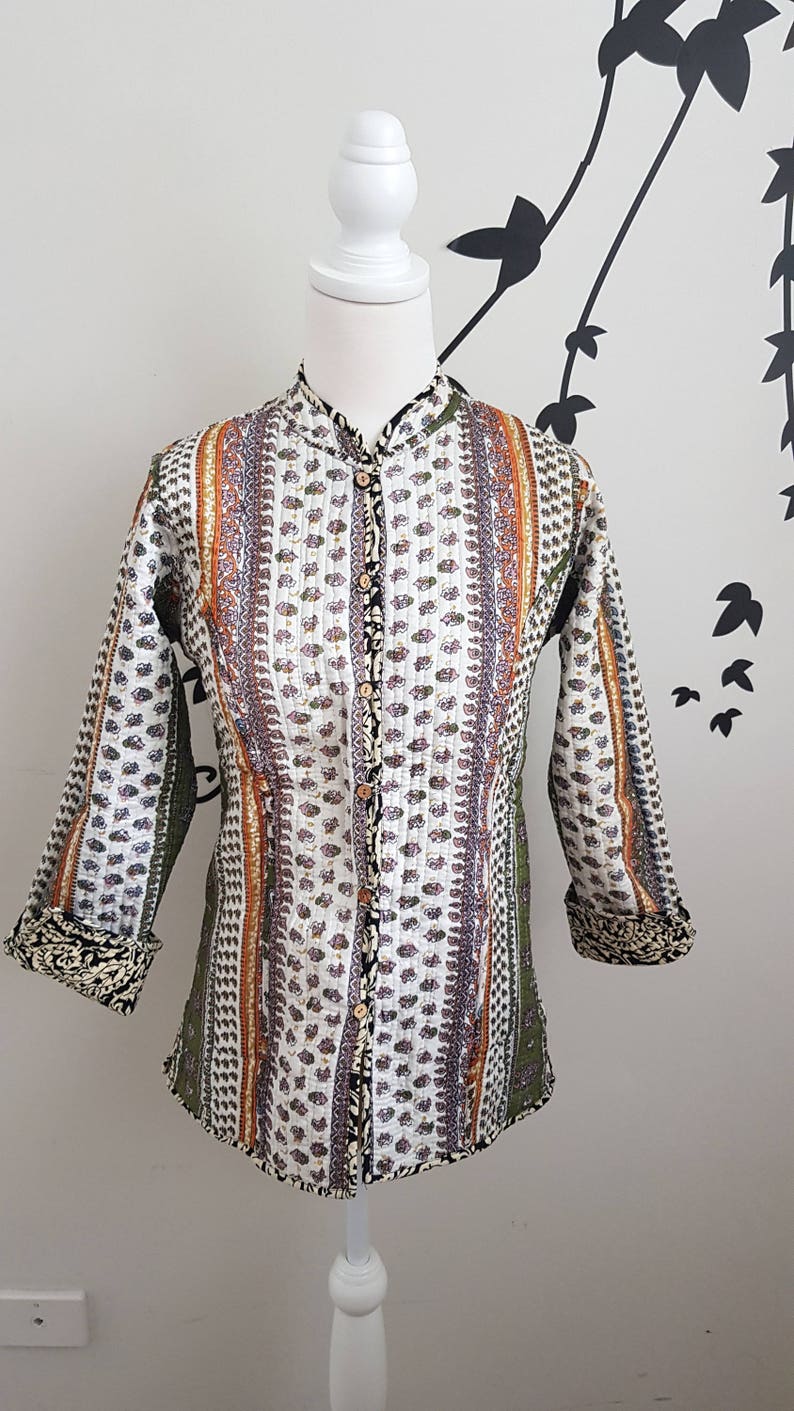 Black jacket M reversable jacket 40 Cotton Quilted Mandarin collar Jacket Soft Indian cotton