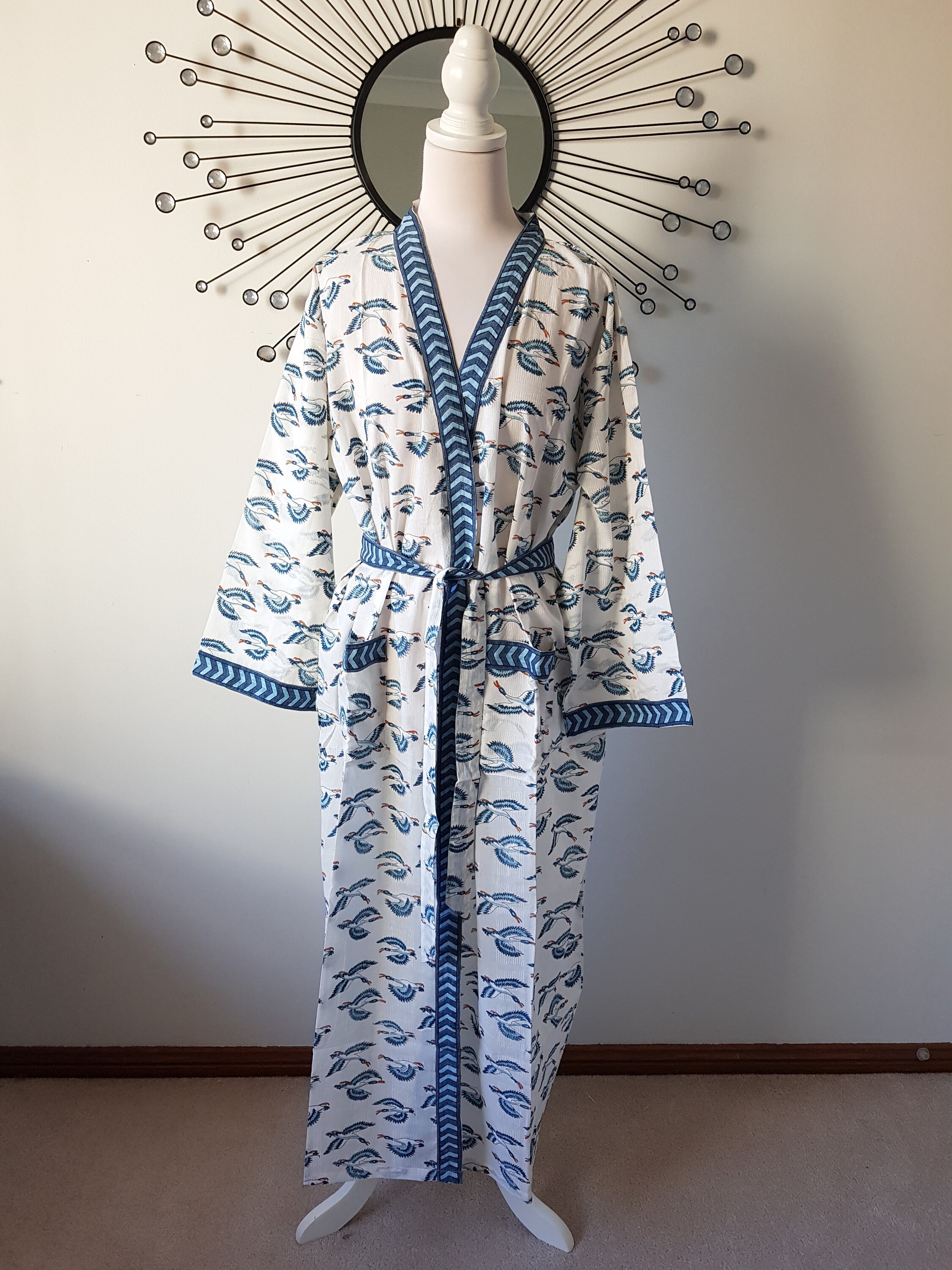 Hand Block Print Robe Indian Organic Cotton Kimono Dressing Etsy