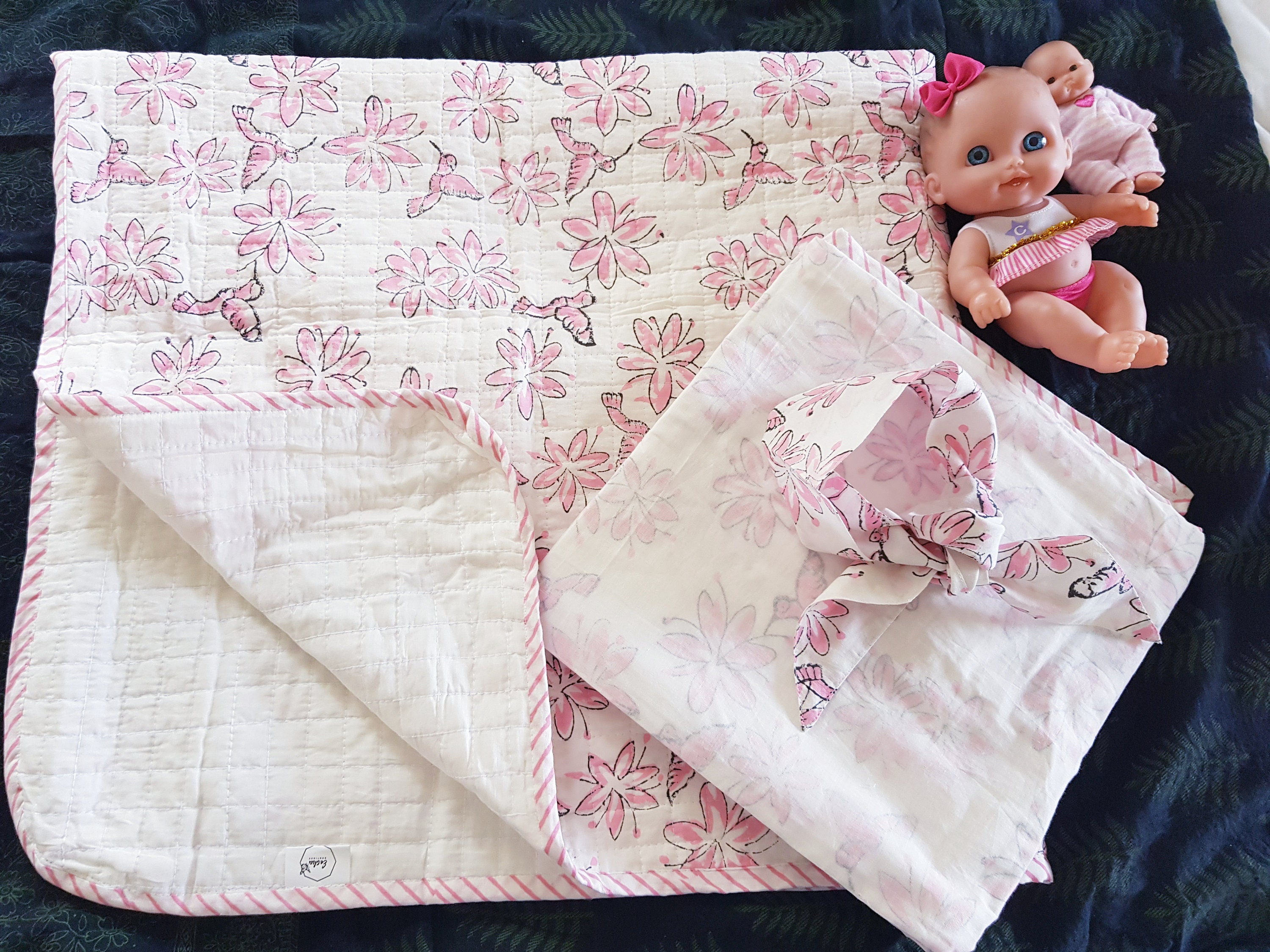Cotton Quilted Baby Blanket Block Print Dohar Swaddle and a Etsy