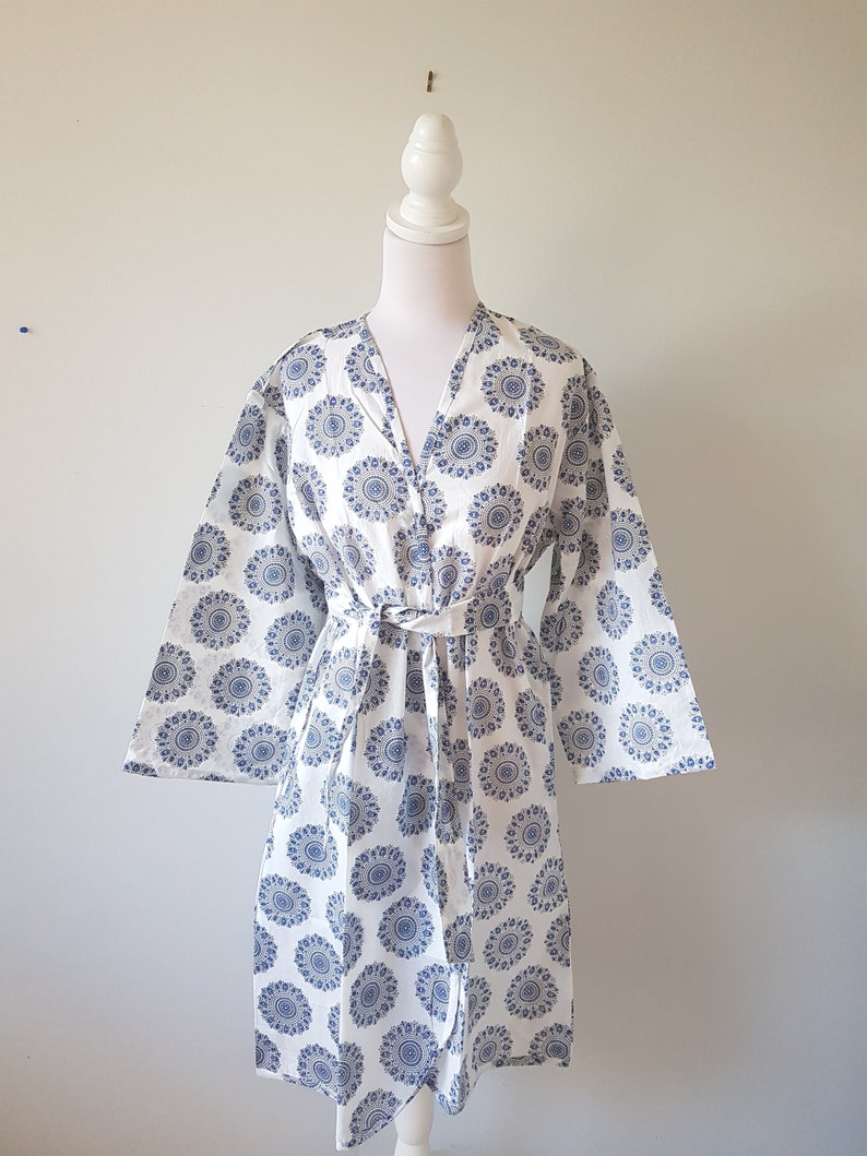 Kimono Robe Indian Organic Cotton Hand Block Print Robe Etsy Australia