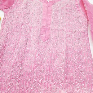Women Handmade Chikankari Cotton Kurta, Summer Wear, Top, Hand Embroided Kurti Dress
