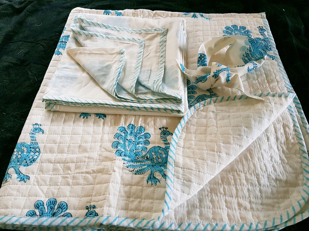 Cotton Quilted Baby Blanket Block Print Dohar Swaddle and a Etsy