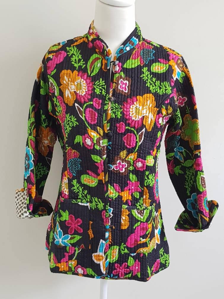 Cotton Quilted Mandarin Collar Jacket Soft Indian Cotton | Etsy Australia