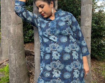 Jaipur Hand Block Print Cotton Tunic for Women - Indian Kurti