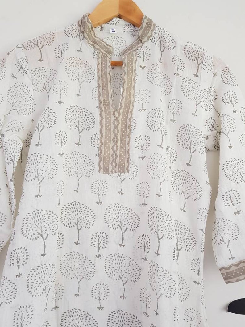 Indian Kurti Indian cotton voile eco-friendly cotton Size -36 Indian Jaipur Cotton Hand Block Print Kurta Tunic womens tunic