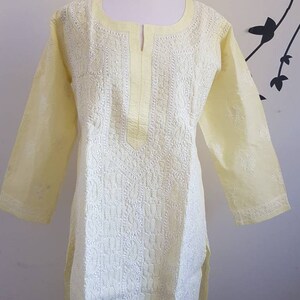 Cotton Chikankari womens kurta, long tunic