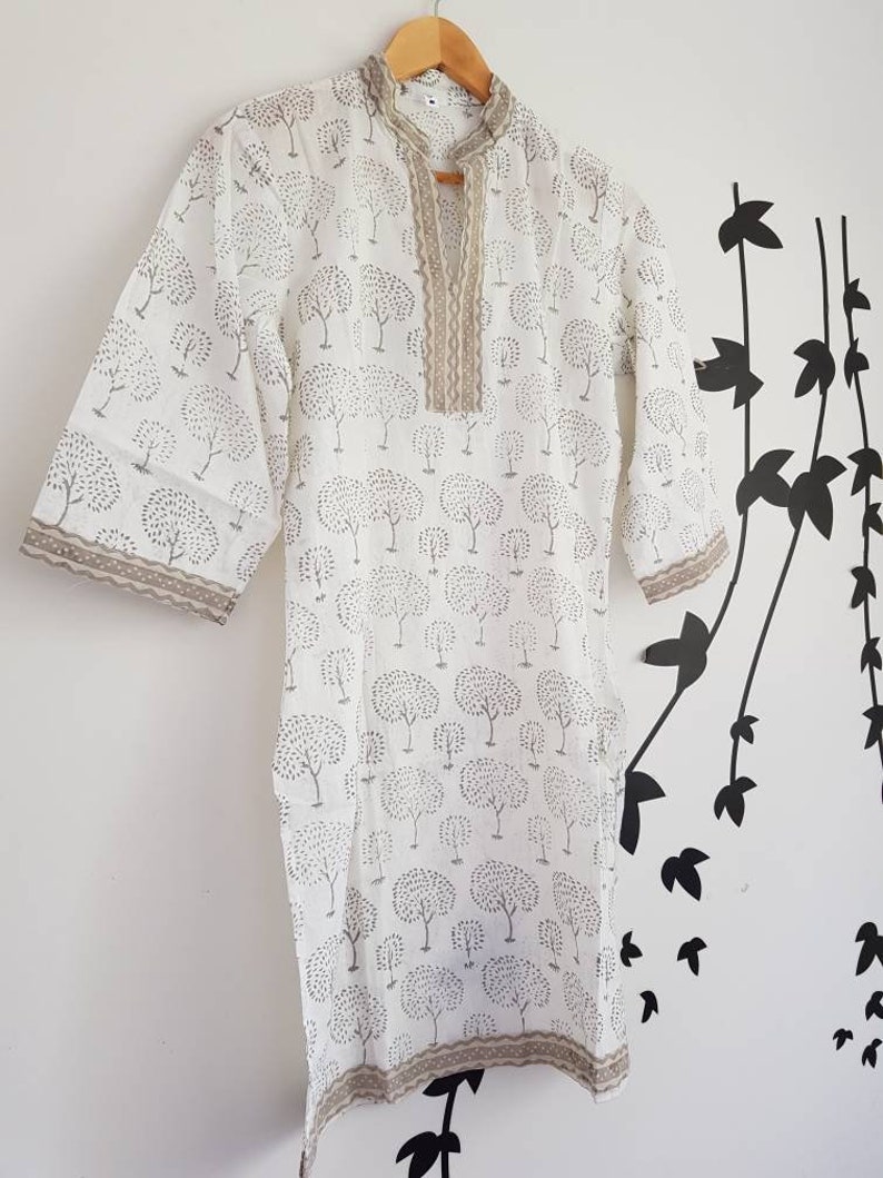 Indian Kurti Indian cotton voile eco-friendly cotton Size -36 Indian Jaipur Cotton Hand Block Print Kurta Tunic womens tunic