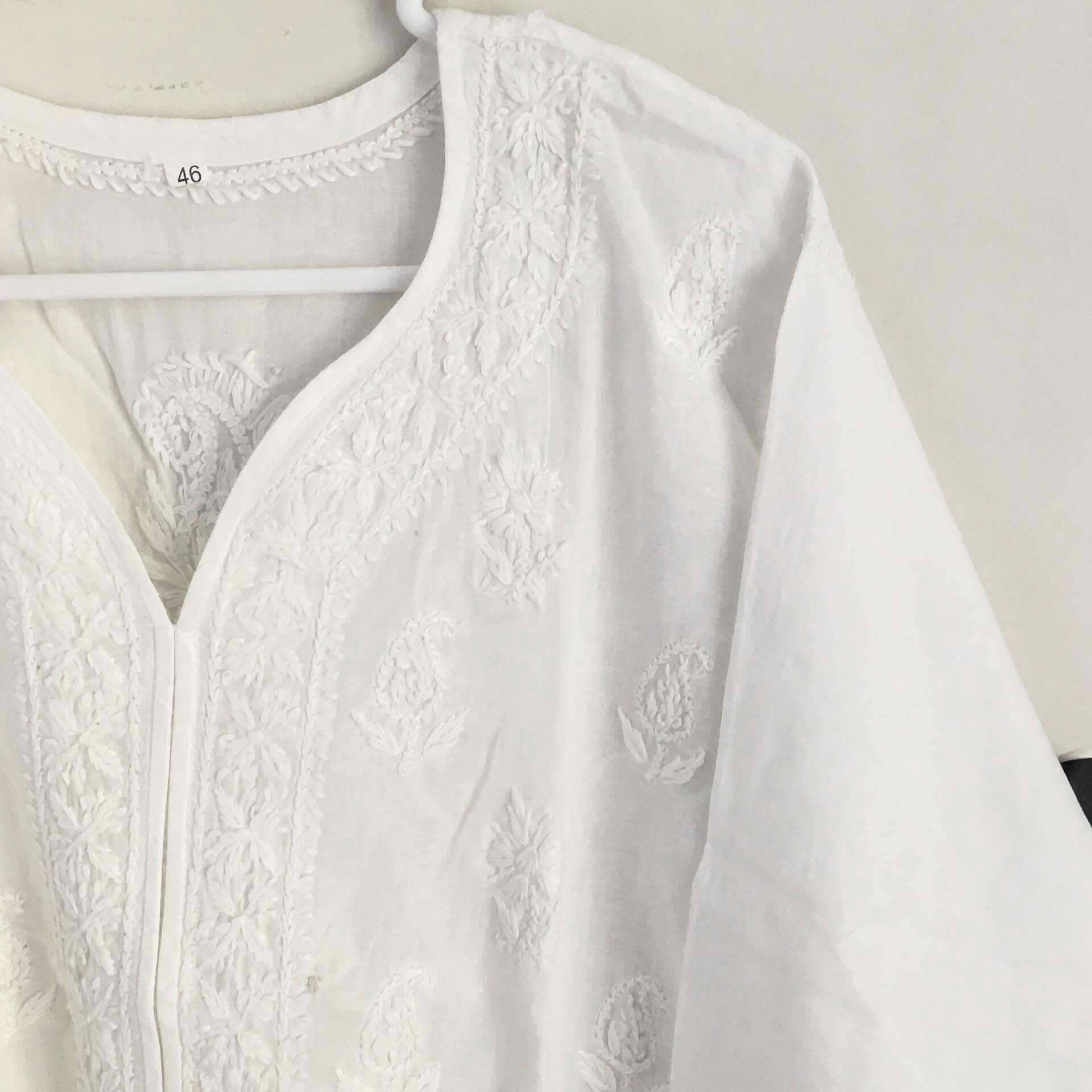 white chikankari dress