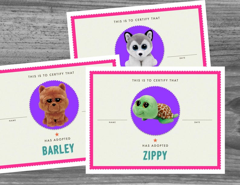 Everything you need for your Beanie Boo Adoption party Custom made invitations Beanie Boo Birthday Party Kit games and adoption certs