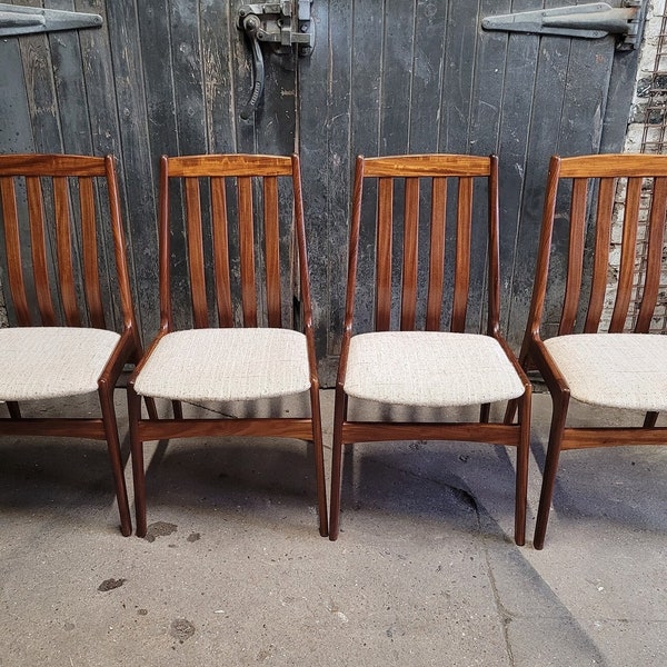 Four Retro Mid Century Teak Danish Dining Chairs By Schionning & Elgaard