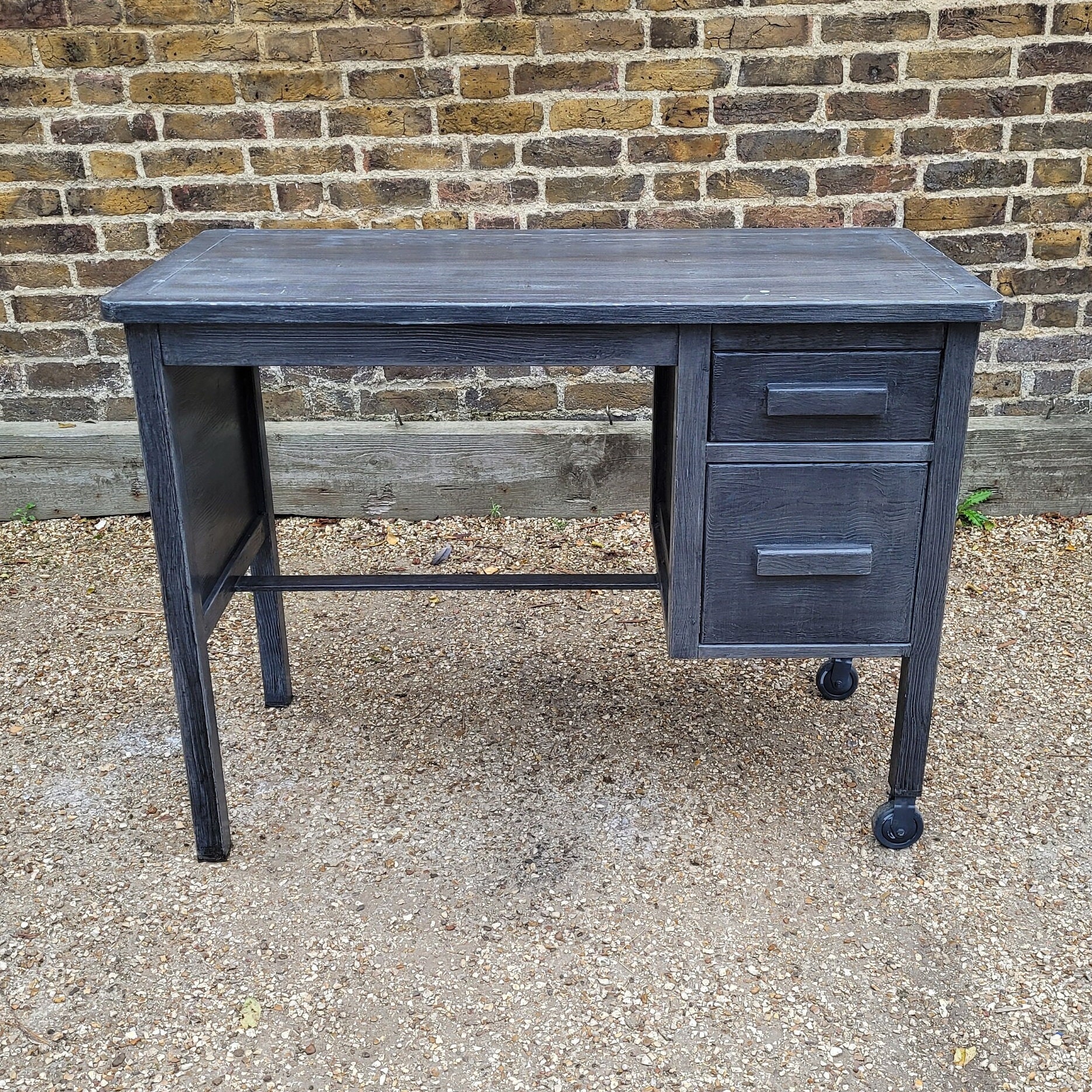 Vintage metal industrial desk discount