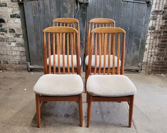 Four Benny Linden Design Danish Retro Vintage Teak Dining Chairs