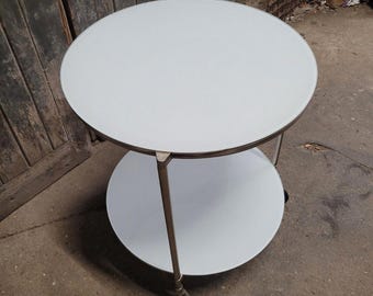 Vintage Ikea STRIND White Glass & Metal Rolling Side Table - Etsy