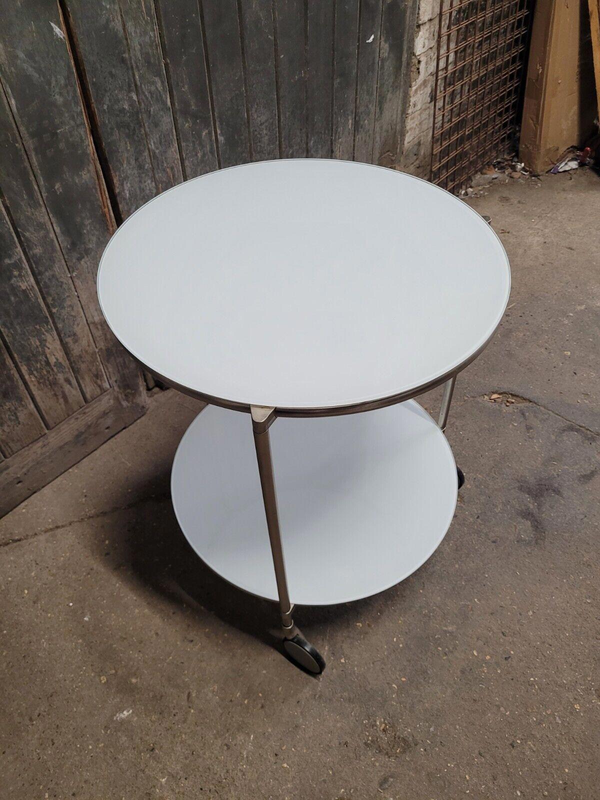 ★希少★90's IKEA STRIND デザイナーズ　サイドテーブル Vintage Ikea STRIND White Glass & Metal Rolling Side Table - Etsy