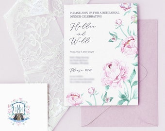 Suite d'invitations de mariage aquarelle sur mesure : écusson de mariage, invitation, réservez la date, RSVP et un modèle de carte de votre choix