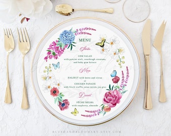 Bespoke Menu Design, Custom menu, Floral wedding menu, Wedding stationery, Wedding Sign, Bar menu