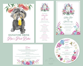 Suite d'invitations de mariage à l'aquarelle sur mesure : écusson de mariage, faire-part, Réservez la date, RSVP et un modèle de carte de votre choix