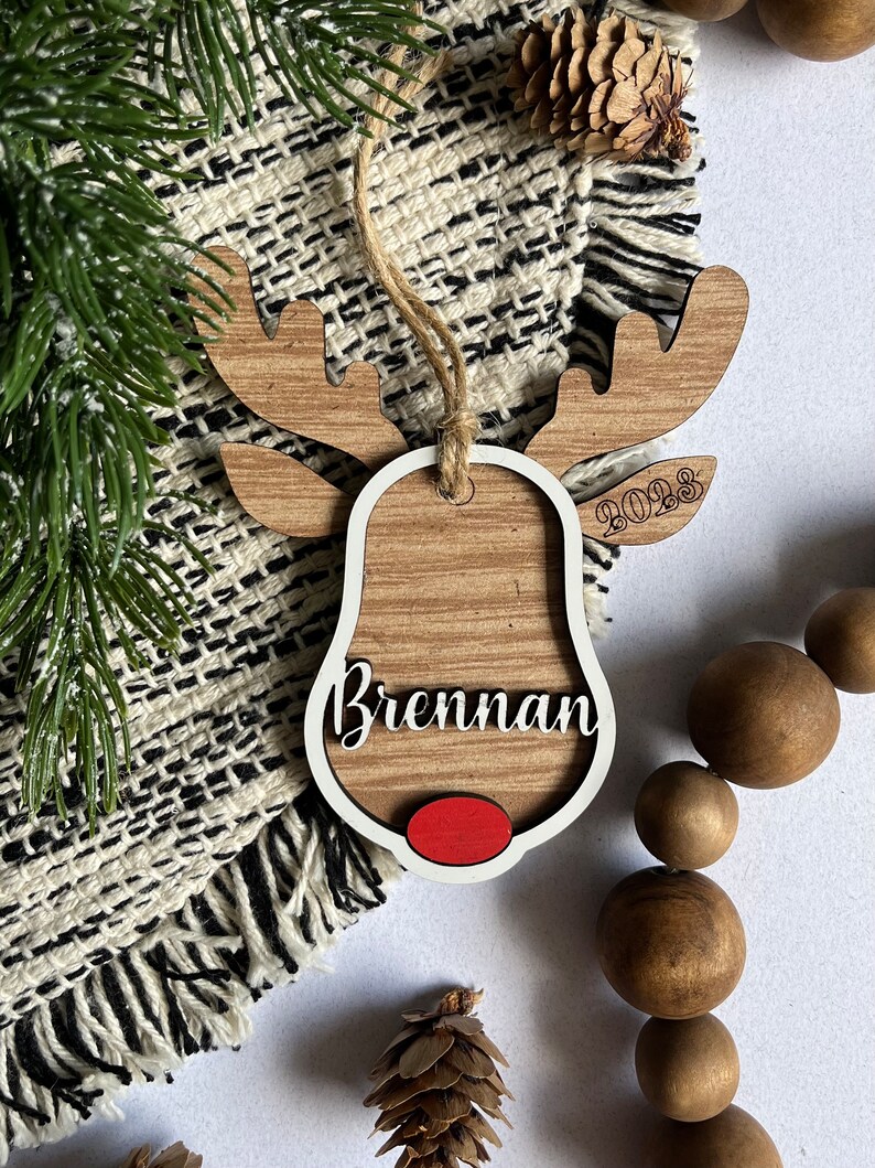 Personalized Reindeer Ornament SVG image 5