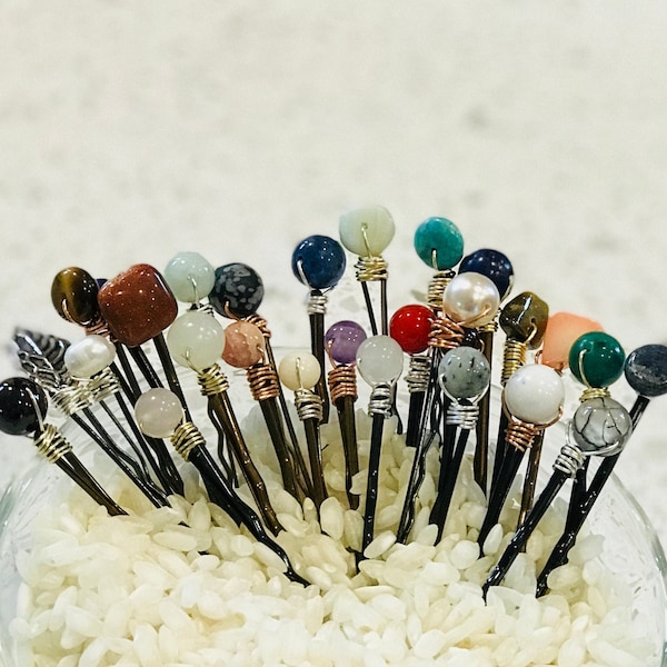 Semi-Precious Hair Pins - Various stones and colors