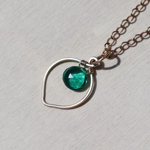 Emerald Quartz Leaf Pendant in Gold-Fill