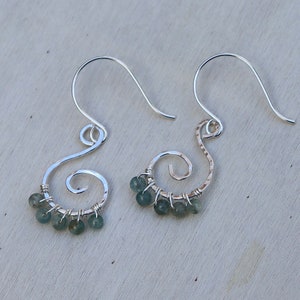 Aquamarine Spiral Earrings in Sterling Silver – Tranquility Collection