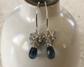 Topaz Sterling Silver Cluster Earrings