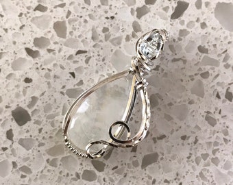 天然レインボームーンストーン＆アクアマリン ラフ925シルバー