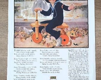 Vintage Werbung Seite A - Kiddie-Kar, Seite B -Verkäuferschrank aus dem Ladies Home Journal Oktober 1920