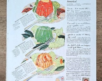 Vintage 1931 Werbung, Seite A - Jello Salate, Seite B - Mohawk Teppiche