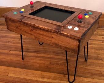 412-in-1 Cocktail Table Arcade Machine with Mid-Century Modern Style Cabinet & Hairpin Legs