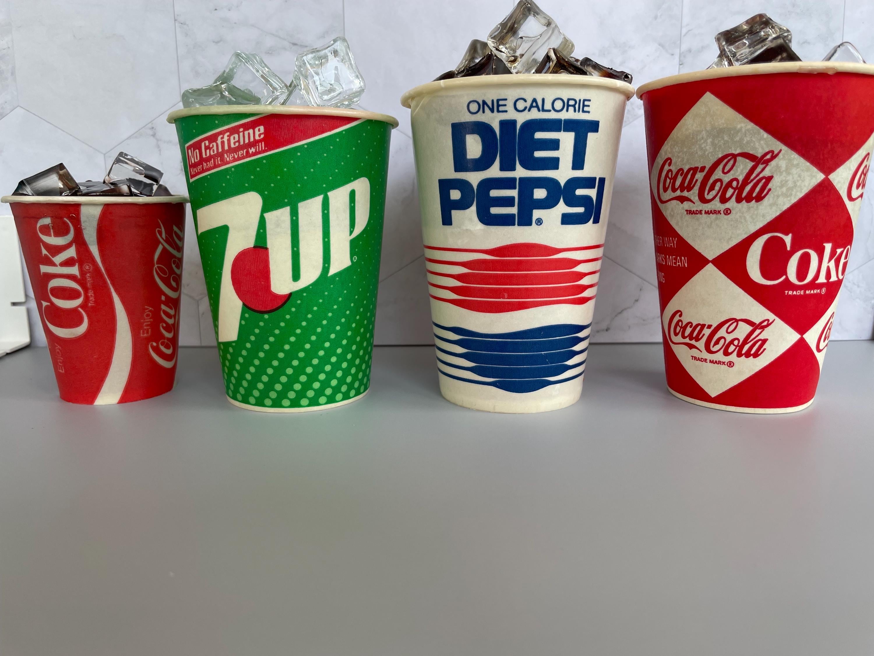 Vintage Pepsi and Coke and 7UP Wax Cups With Resin Soda - Etsy