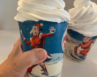 vintage wax Frosty cups with faux vanilla soft serve