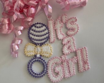 Baby shower gift tag.  It's a girl.  Baby shower decoration and keepsake.