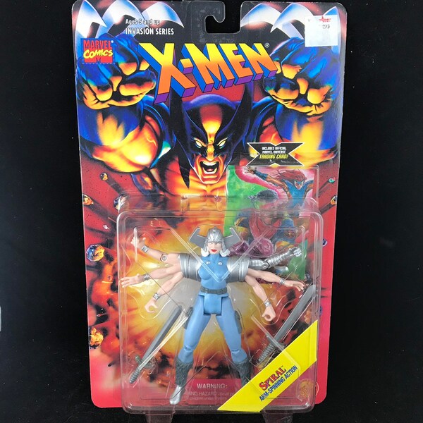 Vintage 1995 Toy Biz, Invasion Series X-Men Spiral. (New on card, card back has some wear)