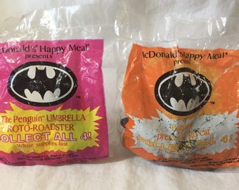 1991 Batman Happy Meal toys, Batman and Penguin toy. NIP.