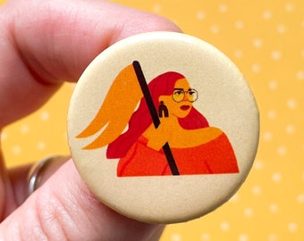 Feminist Flag Waver 1'' pinback button (pin)