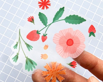 Transparent Flower Sticker (clear vinyl sticker for spring)