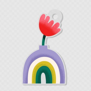 Rainbow Flower Pot Acrylic Keychain Bright and Colorful High Quality Matte Keychain Charm image 3