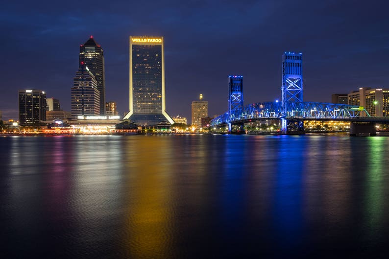 Jacksonville Skyline Photo Night Photography Downtown | Etsy