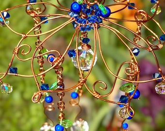 Copper Flower Blossom Crystal Suncatcher