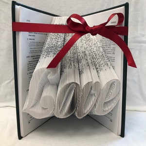 Custom Folded Book Art: "Love" Design, Anniversary Gift
