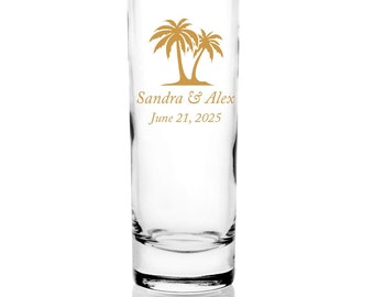 60pcs - Personalized Shooter Shot Glasses 2oz - Palm Tree Design Motif - 01005B-EDPP219A