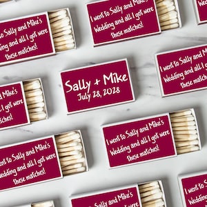 BULK SET OF 50 Personalized Custom Text Favor Matches - Custom Front and Back Wedding Favors and Bridal Shower Favors - Custom Party Favors