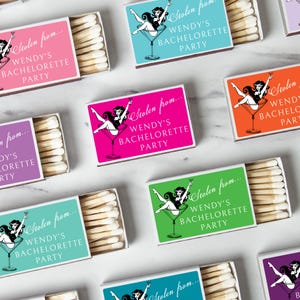 SET ALL&#39;INGROSSO DI 50 fiammiferi personalizzati per addio al nubilato - Addio al nubilato personalizzato - Bomboniera personalizzata - Scatole di fiammiferi a tema Martini - Tema compleanno