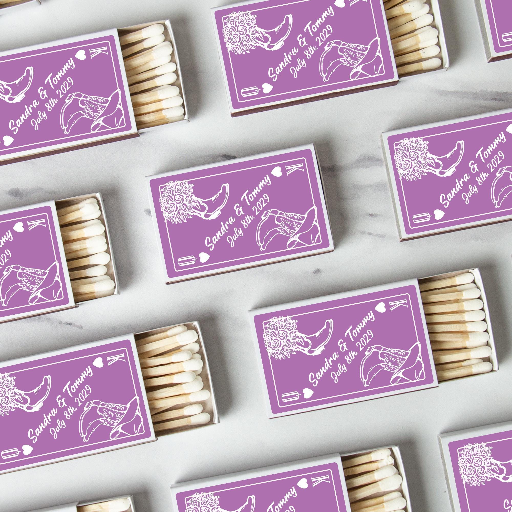 BULK SET OF 50 Personalized Wedding Shower Matches - Custom Wedding Favors and Bridal Shower - Custom Party Favor - Cowboy Theme Favors